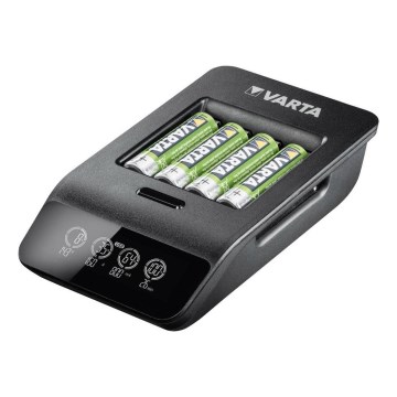 VARTA 57684 - Carregador LCD inteligente 4xAA/AAA de carregamento 1,5h