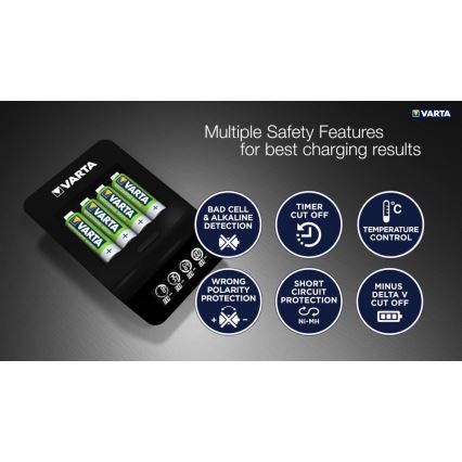 VARTA 57684 - Carregador LCD inteligente 4xAA/AAA de carregamento 1,5h