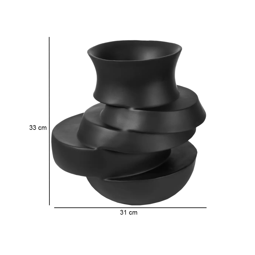 Vaso 38x33x36 cm resina/preto mate