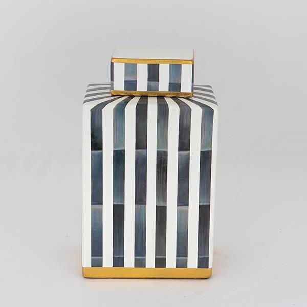 Vaso cerâmico 22x18x8 cm azul/branco