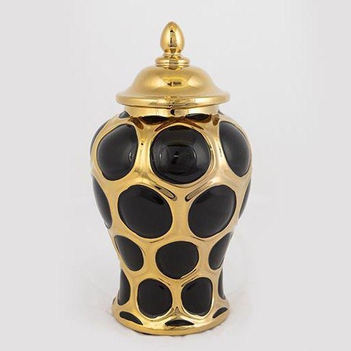 Vaso cerâmico 27,6x15 cm dourado/preto