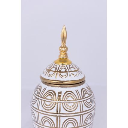 Vaso cerâmico 28x15 cm dourado/branco