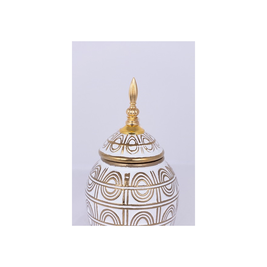 Vaso cerâmico 28x15 cm dourado/branco
