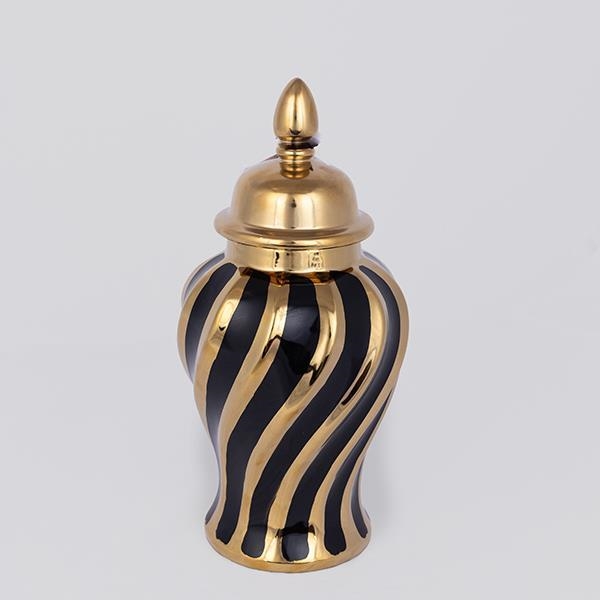 Vaso cerâmico 30x14,8 cm dourado/preto