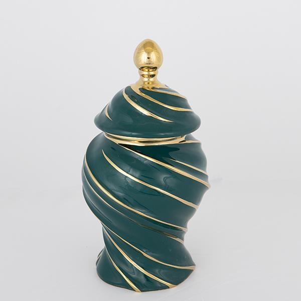 Vaso cerâmico 30x17 cm dourado/verde