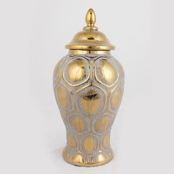 Vaso cerâmico 33,8x16 cm dourado/prateado