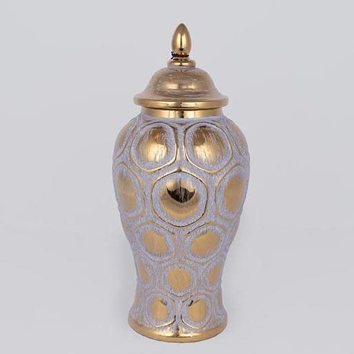 Vaso cerâmico 35x18,5 cm dourado/cinzento