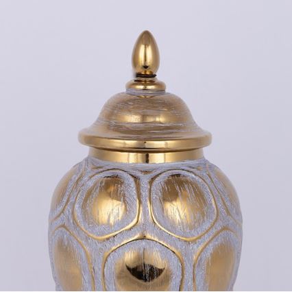 Vaso cerâmico 35x18,5 cm dourado/cinzento
