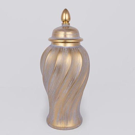 Vaso cerâmico 40,8x17,5 cm dourado/cinzento