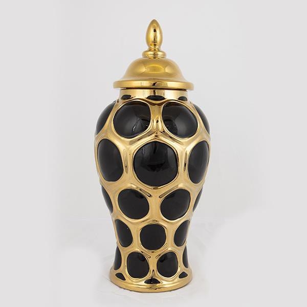 Vaso cerâmico 40x17,7 cm dourado/preto