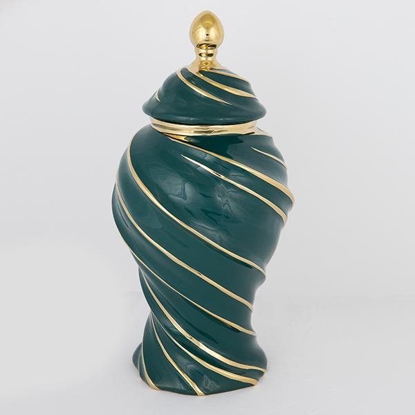 Vaso cerâmico 41x20 cm dourado/verde