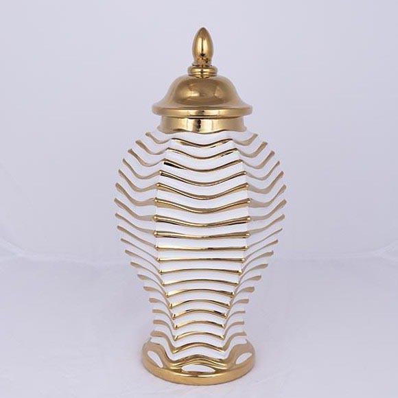 Vaso cerâmico 42,2x21,1 cm dourado/branco