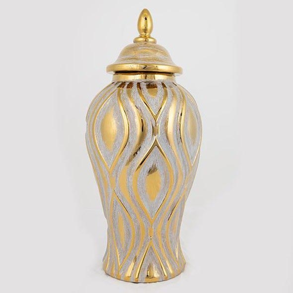 Vaso cerâmico 42,6x18,8 cm dourado/prateado