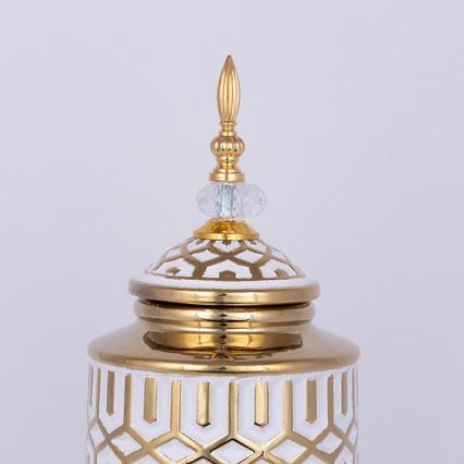 Vaso cerâmico 45,7x16,9 cm dourado/branco