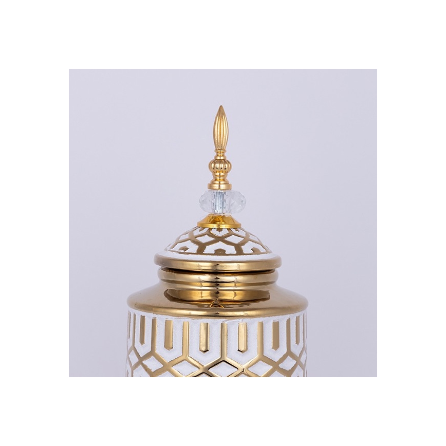 Vaso cerâmico 45,7x16,9 cm dourado/branco