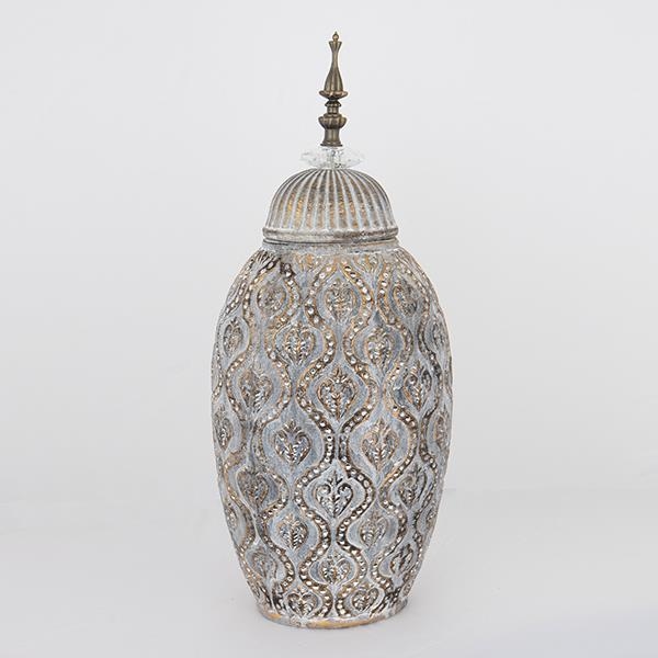 Vaso cerâmico 47x20,5x15,5 cm cinzento