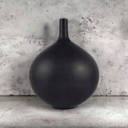 Vaso de cerâmica 24 cm, preto fosco