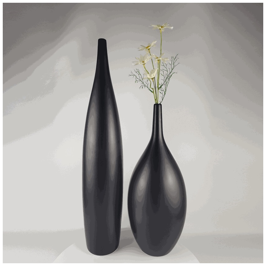 Vaso de cerâmica 70 cm preto fosco
