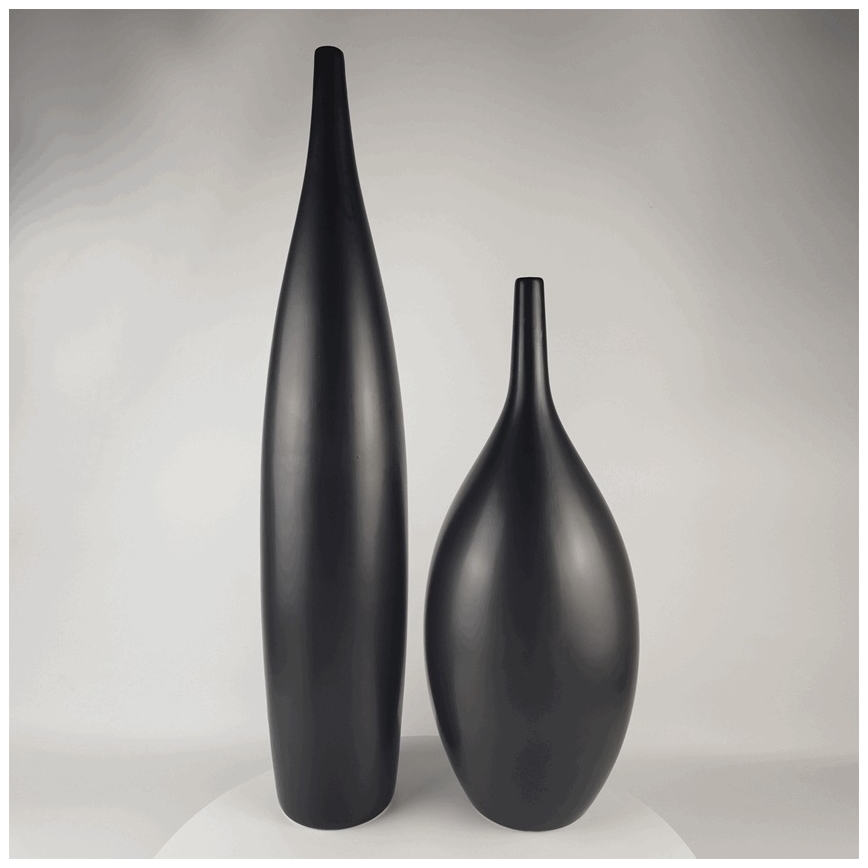 Vaso de cerâmica 70 cm preto fosco