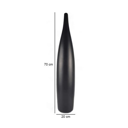 Vaso de cerâmica 70 cm preto fosco