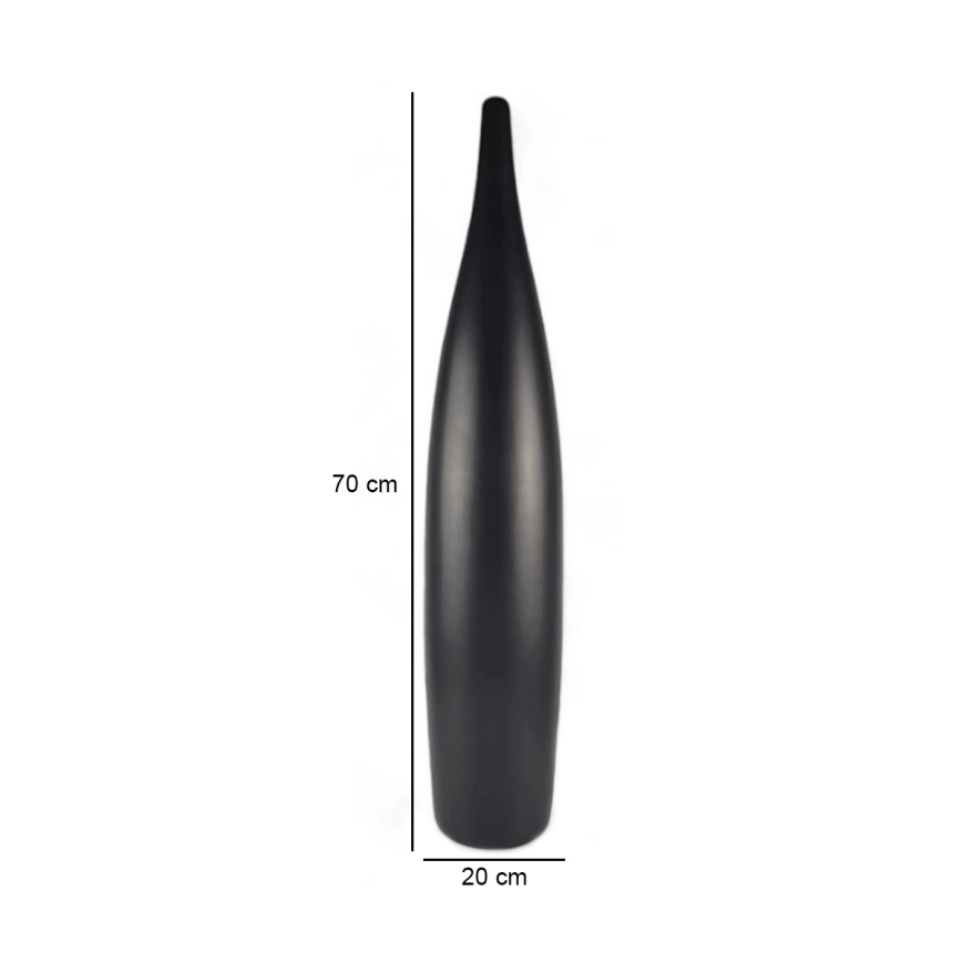 Vaso de cerâmica 70 cm preto fosco