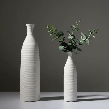 Vaso de cerâmica branco 25 cm