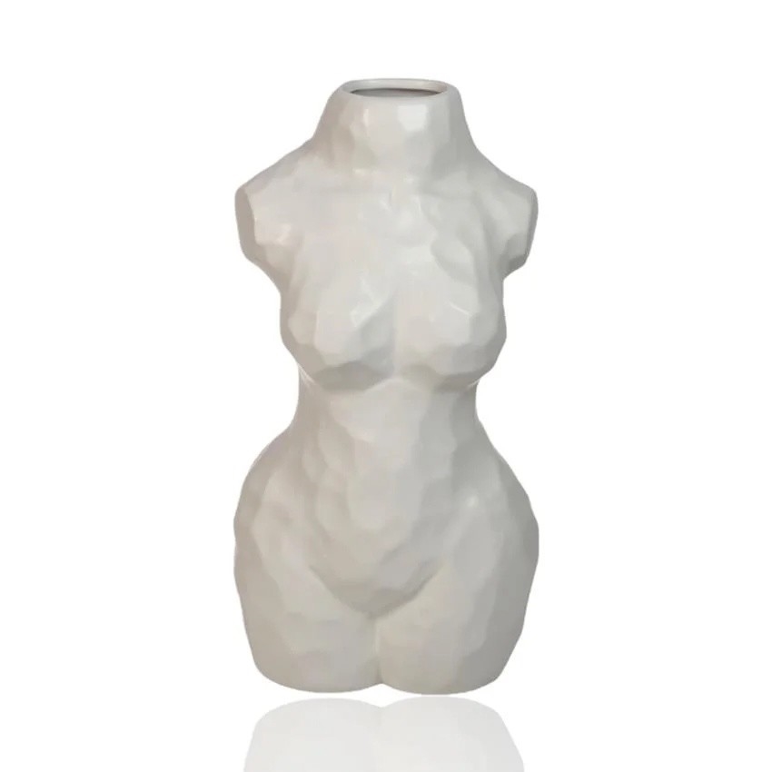 Vaso de cerâmica branco, 30 cm