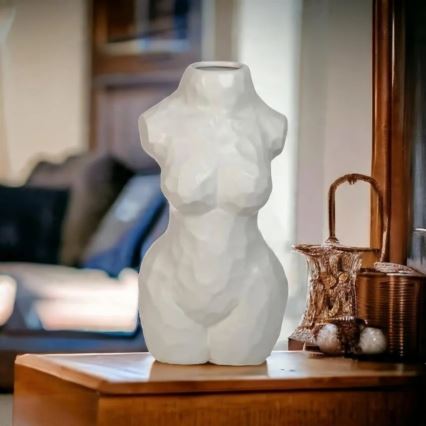 Vaso de cerâmica branco, 30 cm