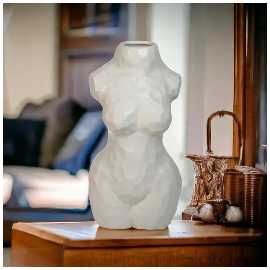 Vaso de cerâmica branco, 30 cm