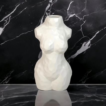 Vaso de cerâmica branco, 30 cm