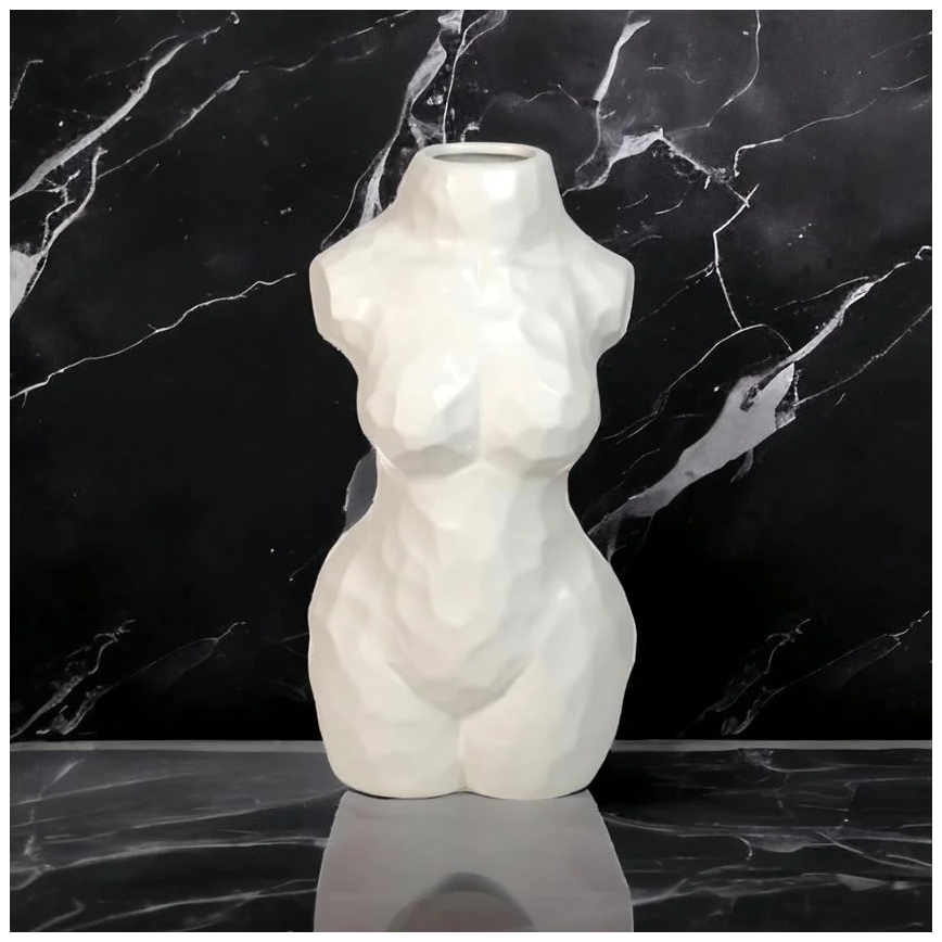 Vaso de cerâmica branco, 30 cm