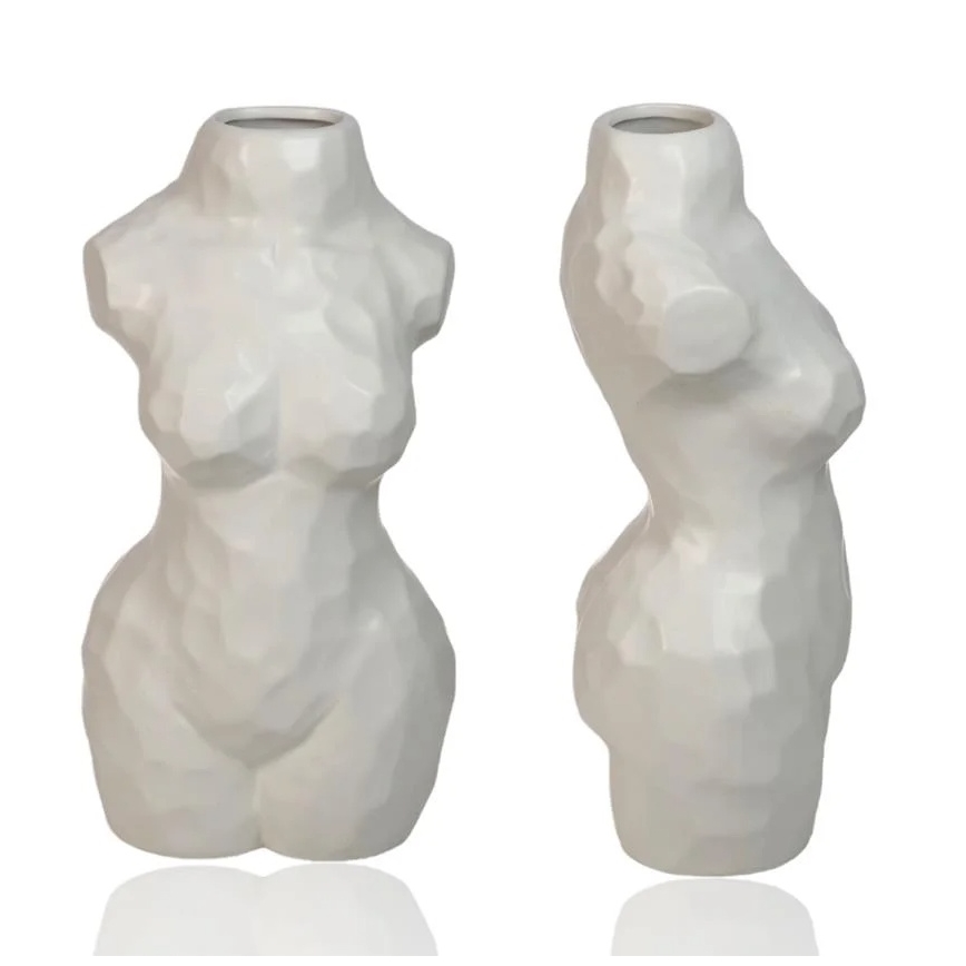 Vaso de cerâmica branco, 30 cm