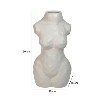 Vaso de cerâmica branco, 30 cm