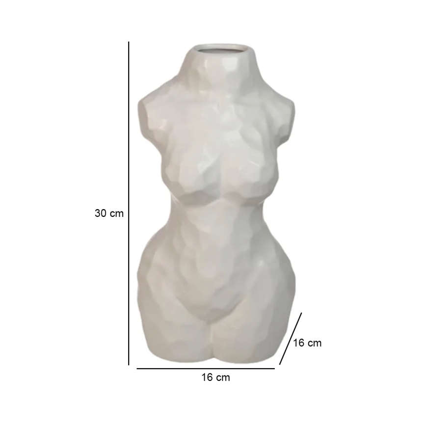 Vaso de cerâmica branco, 30 cm