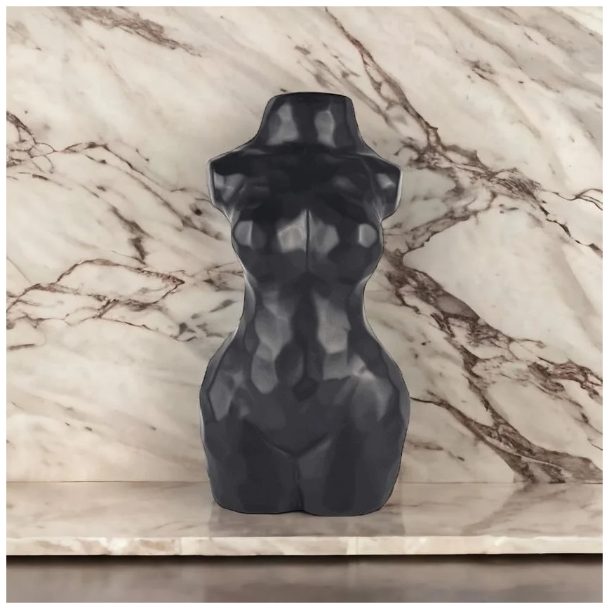 Vaso de cerâmica preto 30 cm