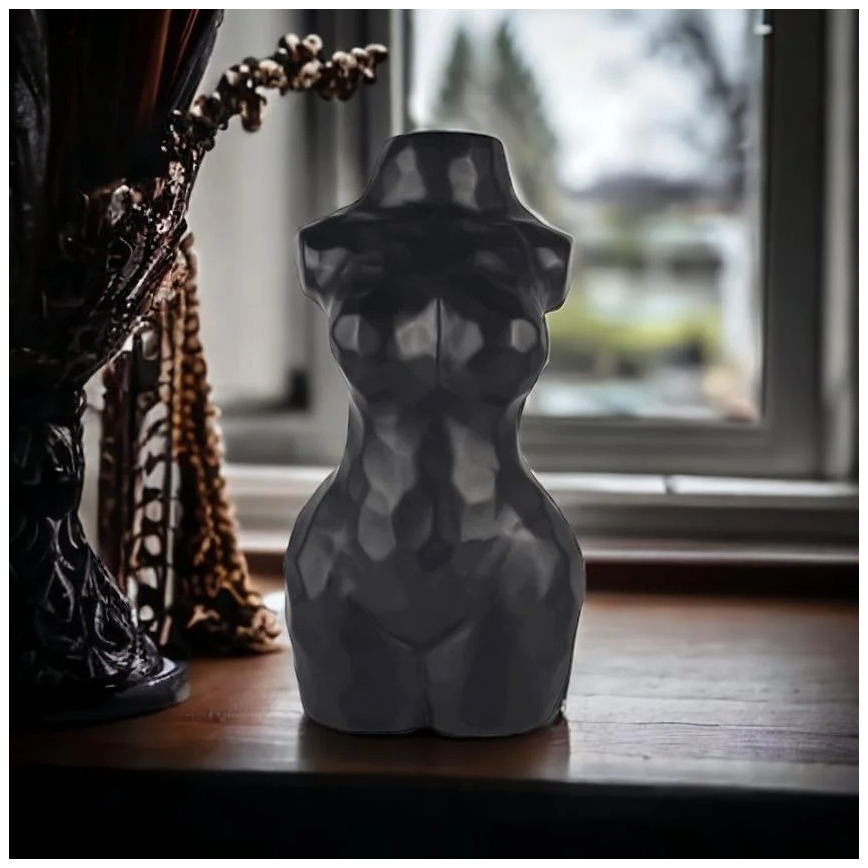 Vaso de cerâmica preto 30 cm