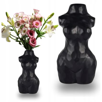Vaso de cerâmica preto 30 cm