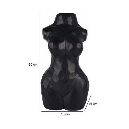 Vaso de cerâmica preto 30 cm