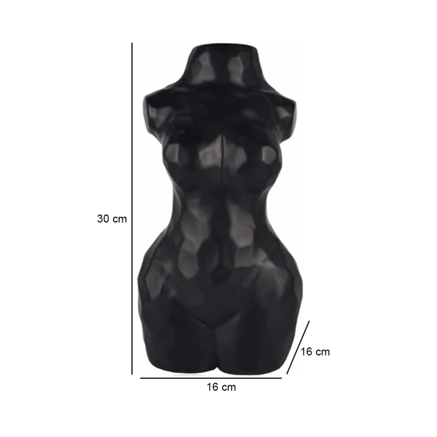 Vaso de cerâmica preto 30 cm