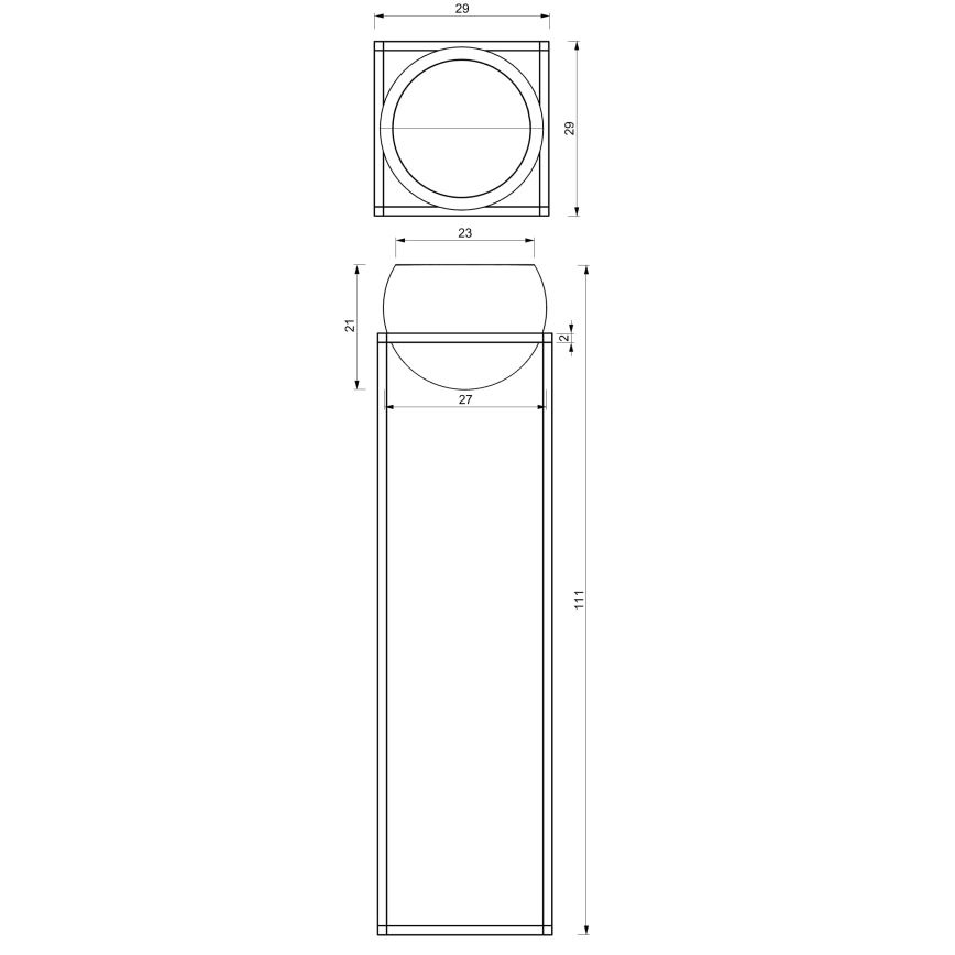 Vaso de metal 111,3x29 cm preto