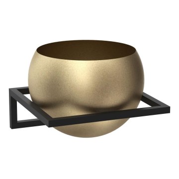 Vaso de parede 27x29 cm preto/dourado