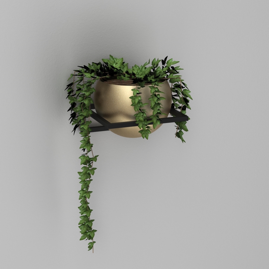 Vaso de parede 27x29 cm preto/dourado