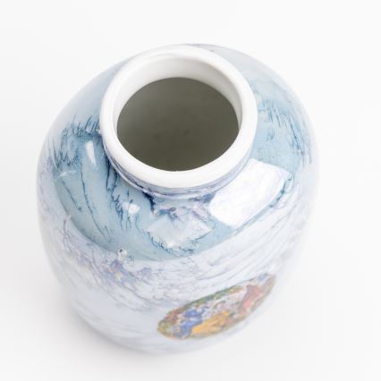 Vaso de porcelana 12,5x9 cm perolado azul graças