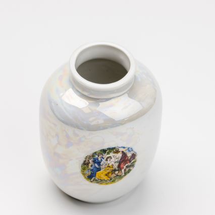 Vaso de porcelana 12,5x9 cm perolado branco graças