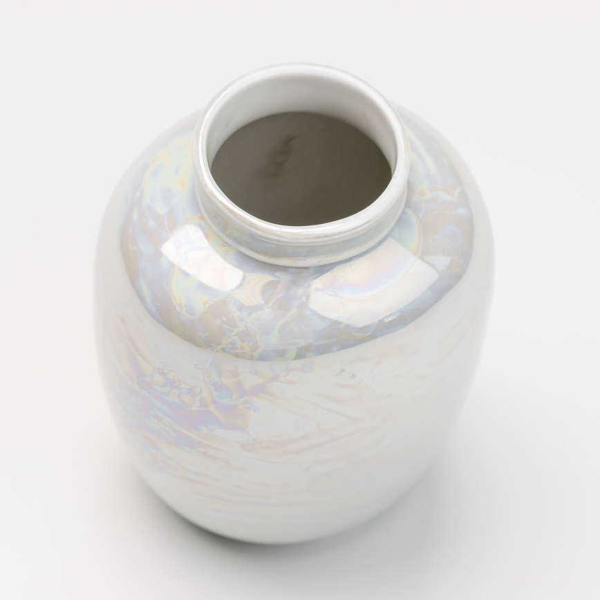 Vaso de porcelana  12,5x9 cm perolado branco