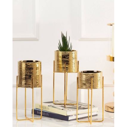 Vaso para flores de cerâmica FLORRI 23,6x10,4 cm dourado