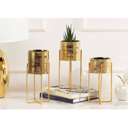 Vaso para flores de cerâmica FLORRI 23,6x10,4 cm dourado