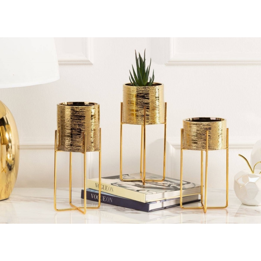 Vaso para flores de cerâmica FLORRI 23,6x10,4 cm dourado