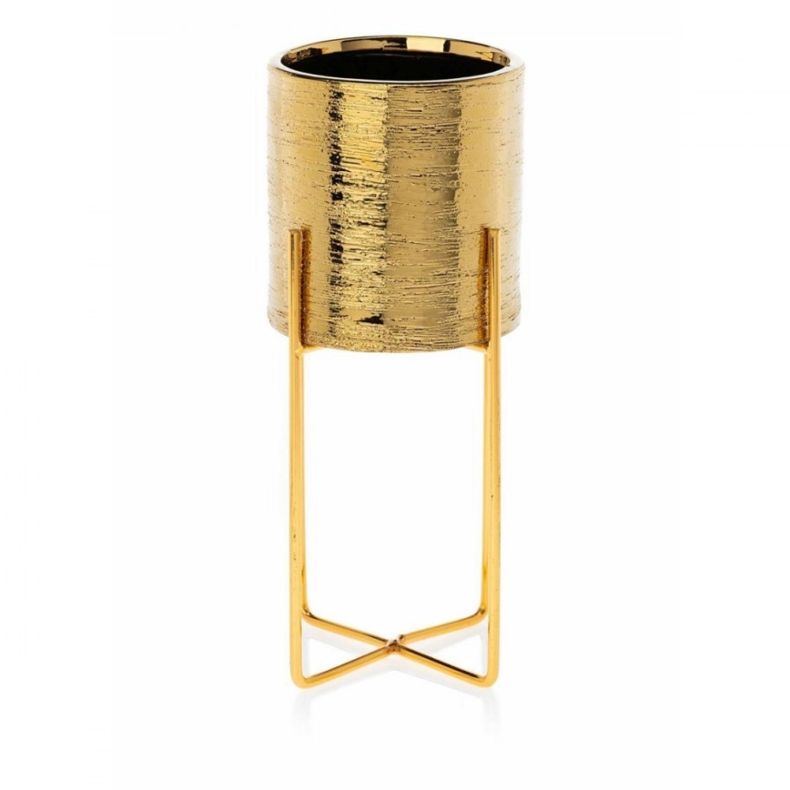 Vaso para flores de cerâmica FLORRI 23,6x10,4 cm dourado