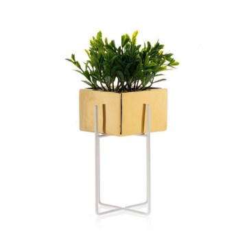 Vaso para flores de cerâmica MIZU 20,4x12,1 cm dourado/branco